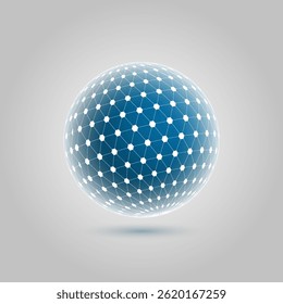 Protective dome shield sphere with hexagon, 3d ball on light gray background artificial intelligence AI technology, Protection against viruses and cyber attacks, Vector illustration.