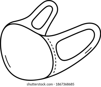 Máscara de cara médica desechable de auricular elástica protectora. Ilustración del contorno del vector.