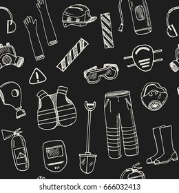 protective equipment seamless pattern Vector isolated Illustration on white background for menus, recipes and packages product