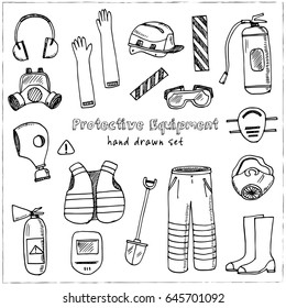 protective equipment set Vector isolated Illustration on white background for menus, recipes and packages product