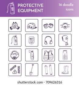 protective equipment set Vector isolated Illustration on white background for menus, recipes and packages product