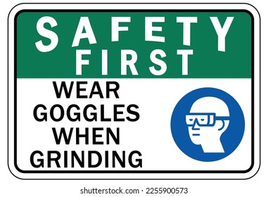 Protective equipment sign and labels wear goggles, gloves, face shield, glasses
