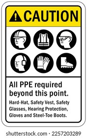 Protective equipment sign and labels wear hard hat
