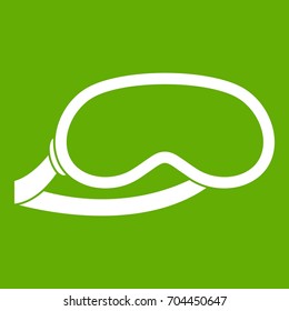 Protective eye mask for sleeping icon white isolated on green background. Vector illustration