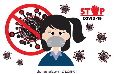 Protective face mask against and stop corona virus,Covid-19.