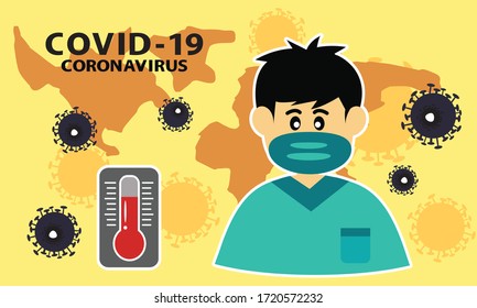 Máscara protectora contra y detener el virus de la corona, Covid-19.