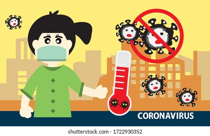 Máscara protectora contra y detener el virus de la corona, Covid-19.