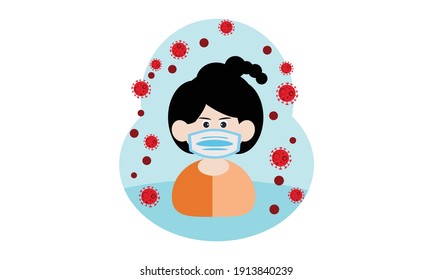 Protective face mask against and stop corona virus,Covid-19.