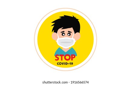 Máscara protectora frente al virus de la corona, Covid-19, y detenerse.