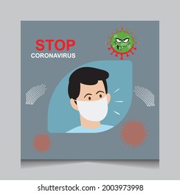Protective face mask against and stop coronavirus, Covid-19 Template design 