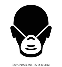 Protective Face Mask Icon in Black and White Silhouette for Health and Safety Signage - High Quality Vectorial Stock Image