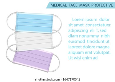 Protective face mask isolate with shadow vector protect polloution concept