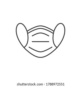 Protective face mask linear icon on white background