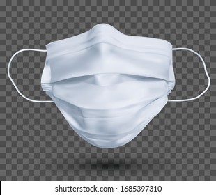 Protective face mask or medical mask. To protect coronavirus and infection. Medical mask isolated on transparent background. Realistic vector illustration