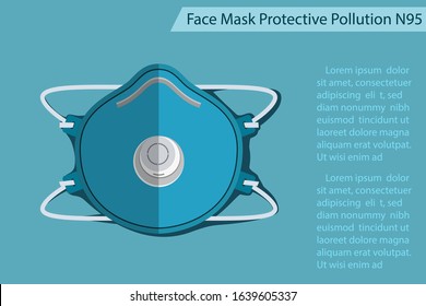 Protective face mask N95 isolate with shadow vector protect polloution concept