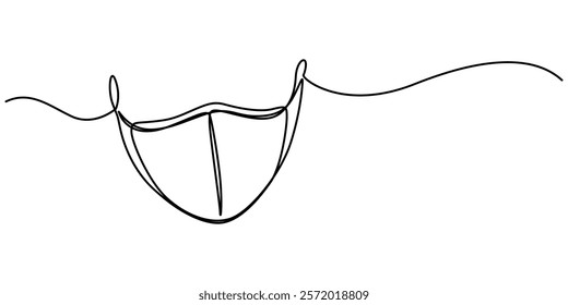 Protective Face Mask Thin Line Icon - Editable Stroke, continuous one line drawing, Medical or surgical face mask. Line icon - Editable stroke, Medical Face Mask - Icon. Coronavirus vector.