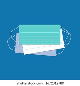 Protective face masks or medical mask on blue background.vector illustration