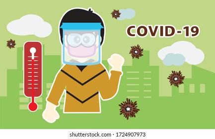 Schutz des Gesichts vor dem Corona-Virus, Covid-19.
