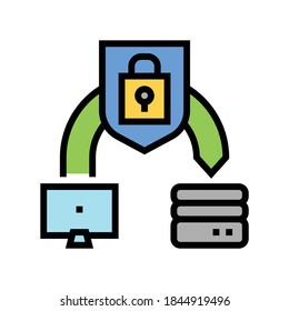 protective file transfer color icon vector. protective file transfer sign. isolated symbol illustration