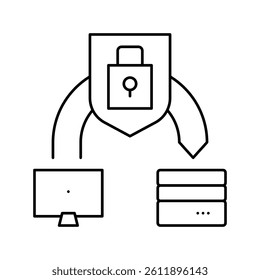 protective file transfer line icon vector. protective file transfer sign. isolated contour symbol black illustration
