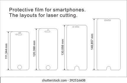 Protective film for popular smartphones. The layouts for laser cutting.