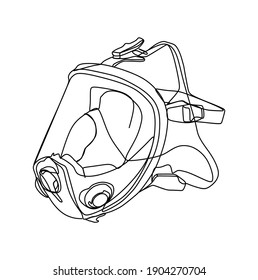 Protective full face mask for preventing 
from virus infection or toxic gases. Continuouss one line drawing
