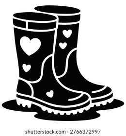 Protective galoshes with romantic pattern for rainy day fashion vector design