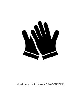 Protective Gardening Rubber Gloves. Flat Vector Icon illustration. Simple black symbol on white background. Protective Gardening Rubber Gloves sign design template for web and mobile UI element