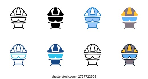 Protective gear icons set multiple style collection. Editable stroke 
