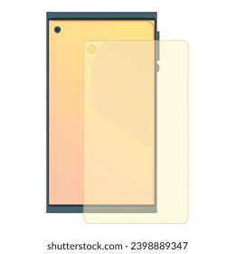 Protective glass icon cartoon vector. Mobile safety. Hand case security