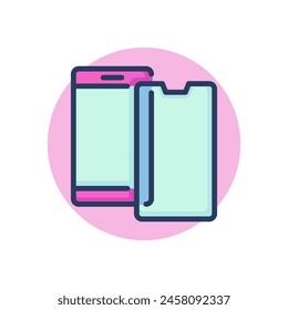 Protective glass line icon. Part, mobile phone, screen, display outline sign. Phone repair, service, breakdown concept. Vector illustration, symbol element for web design and apps