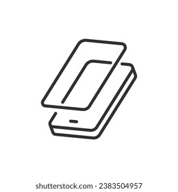 Protective glass for smartphone, linear icon. Screen protector. Line with editable stroke