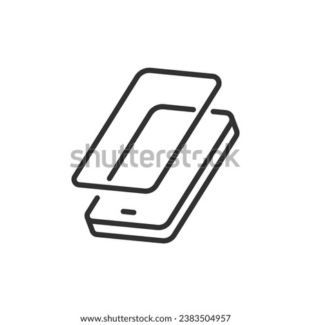 Protective glass for smartphone, linear icon. Screen protector. Line with editable stroke