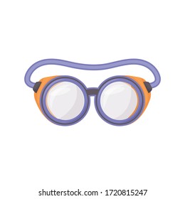 Protective glasses cartoon vector illustration. Eyewear, spectacles. Personal protective equipment. Fluids and chemicals striking to eye prevention. Safety goggles isolated on white background