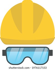 Protective glasses. Safety helmet. Individual protection means.