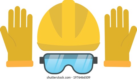 Protective glasses. Safety helmet. Individual protection means.