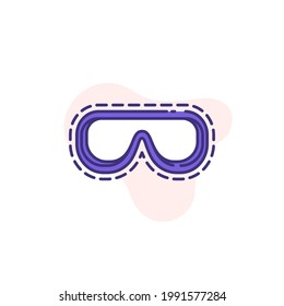 protective glasses single flat line icon isolated on white. Perfect outline symbol Coronavirus Covid19 disease prevention pandemic banner. Quality flat design element protective glasses