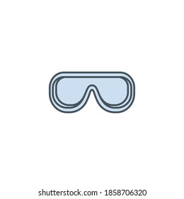 protective glasses single line icon isolated on white. Perfect outline symbol Coronavirus Covid19 disease prevention pandemic banner. Quality design element protective glasses with editable Stroke