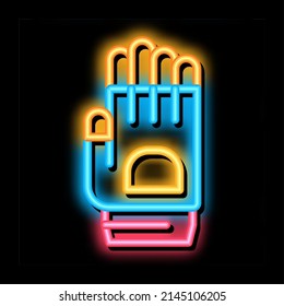 Protective Glove Neon Light Sign Vector. Glowing Bright Icon Protective Glove Sign. Transparent Symbol Illustration