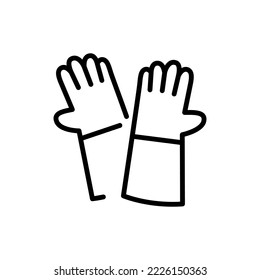 Icono de línea negra de guantes protectores. Uniforme de trabajo. Seguridad de las manos