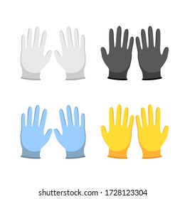 Protective gloves with different colors. Vector illustration