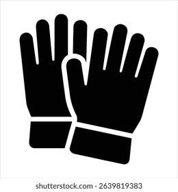 Protective Gloves Icon Black White Illustration for Safety Work Gardening Hygiene Hand Gear Graphic