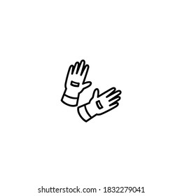 Icono de guantes protectores. Icono de construcción. Sencillo, plano, negro, contorno.