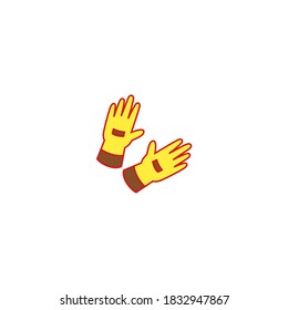 Protective gloves icon. Construction icon. Simple, flat, outline, yellow, brown.