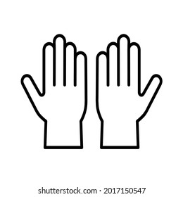 Icono de guantes protectores. Pictograma plano para web. Icono de línea. Aislado sobre fondo blanco. Pasos de vector de contorno10
