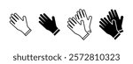 Protective gloves icon. Human hands vector illustration. Pair of gloves symbol. Palm and arm sign. Single rubber glove pictogram isolated. Hands safety concept.