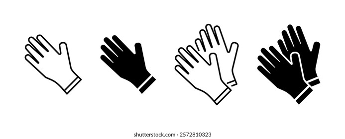 Protective gloves icon. Human hands vector illustration. Pair of gloves symbol. Palm and arm sign. Single rubber glove pictogram isolated. Hands safety concept.