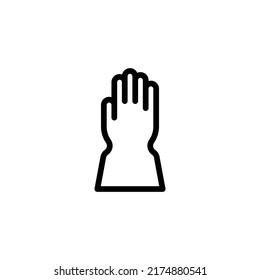 Symbol für Schutzhandschuhe. Line Art Design einzeln auf weißem Hintergrund