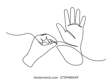 Protective gloves icon single line art minimalist design isolated outline health illustration