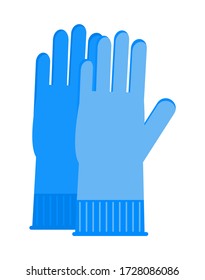 Vector de iconos de guantes protectores. Guantes de látex azul para proteger la piel contra virus y bacterias dañinas. Señal de desinfección aislada en el fondo blanco.